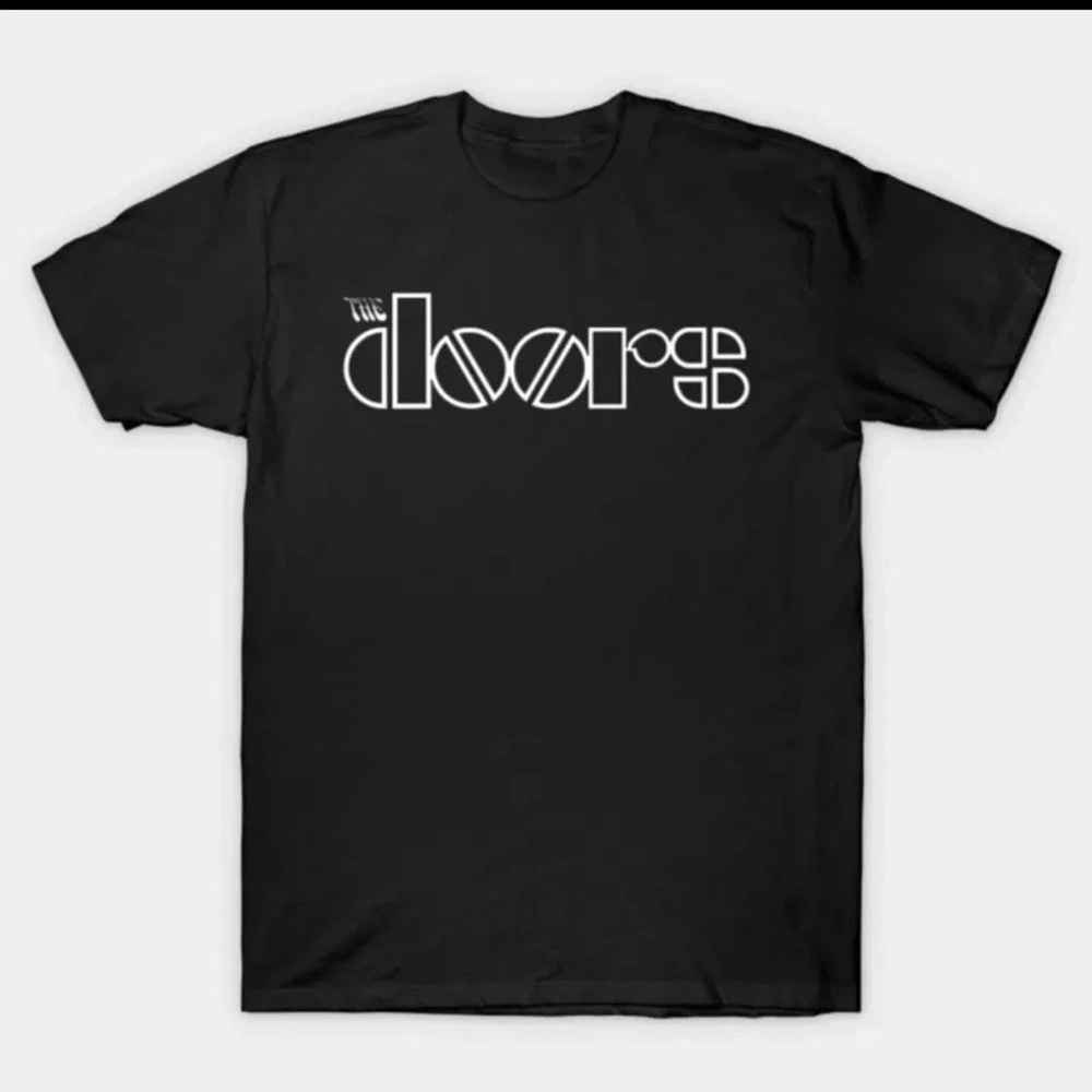 The Doors Logo Black Large Adult Unisex T-Shirt